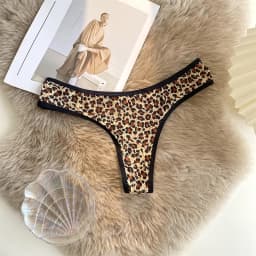 Dámské sexy kalhotky s leopardím potiskem, tanga s nízkým pasem, ledově hedvábné, bezešvé bavlněné g-string spodní prádlo Sxy Lingerie - náhled 2