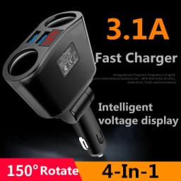 3,1A duální USB nabíječka do auta 2 porty LCD displej 12-24V zásuvka zapalovače rychlonabíječka do auta napájecí adaptér do auta - náhled 3