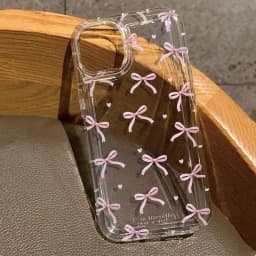 Cute Pink Heart Bow Phone Case for iPhone 16 15 14 13 12 11 Pro Max 7 8 Plus X XR XSMax Airbag Anti 