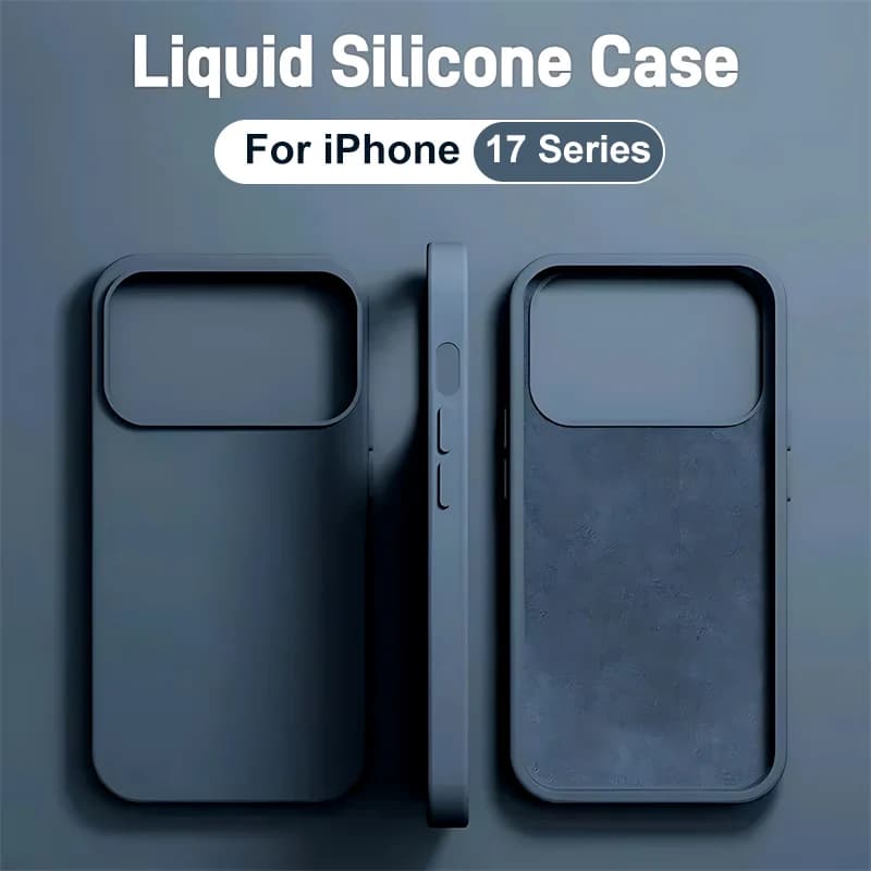 Originální tekutý silikonový kryt pro Apple iPhone 11 12 13 14 15 16 17 Pro Max 17 Air 16 15 Plus nárazuvzdorný měkký kryt na telefon