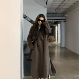 Dámský vlněný kabát v barvě plus size, moka coffee, nový, korejský styl, vysokoškolský styl, malá velikost, svrchní oblečení - náhled 3