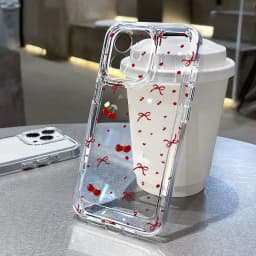 Cute Bow Cherry Phone Case For iPhone 16 Pro Case iPhone 15 13 17 11 12 14 Pro Max 16E XR XS 7 8 Plu