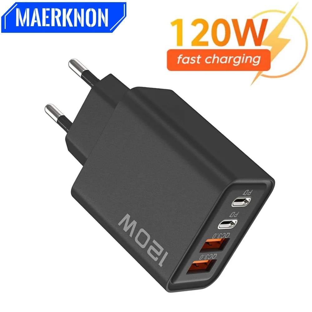 Nabíječka USB PD 120W typu C Rychlonabíjecí Nabíječka pro telefon do zásuvky pro iPhone, Samsung, Xiaomi Rychlonabíječka EU/US/UK