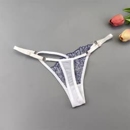 3dílné sexy nastavitelné krajkové kalhotky s T-backem, průsvitné duté tanga ve tvaru V pro ženy, přiléhavé outfity a zvláštní příležitosti - náhled 2