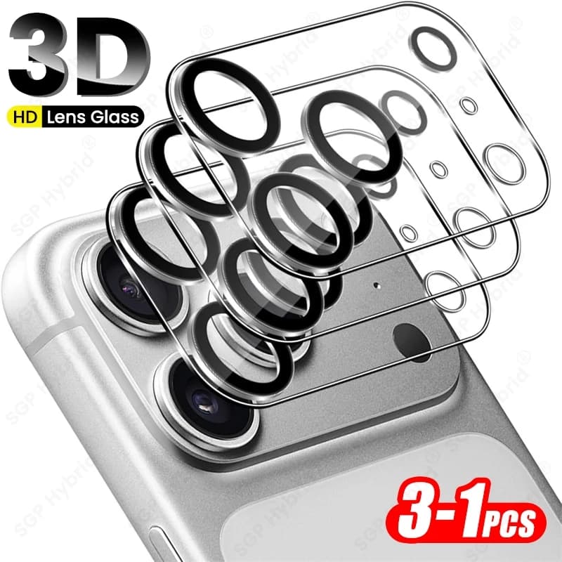 3-1 ks 3D zakřivené čiré křišťálové tvrzené sklo ochranné pouzdro pro objektiv fotoaparátu pro iPhone 17 iPhone 17 Pro ProMax 17Pro Max i Phone Air