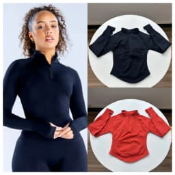 Bezešvá bunda na jógu Impact s 1/4 zipem, jednobarevný kardigan s dlouhým rukávem, slim fit, ultra měkký a rychleschnoucí na pilates a posilovnu - náhled 4