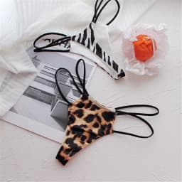 Broskvové zadečky tenký pás nízký pas bezešvé tanga spodní prádlo pokušení sexy tangá ženské leopardí tisk spodní prádlo - náhled 5