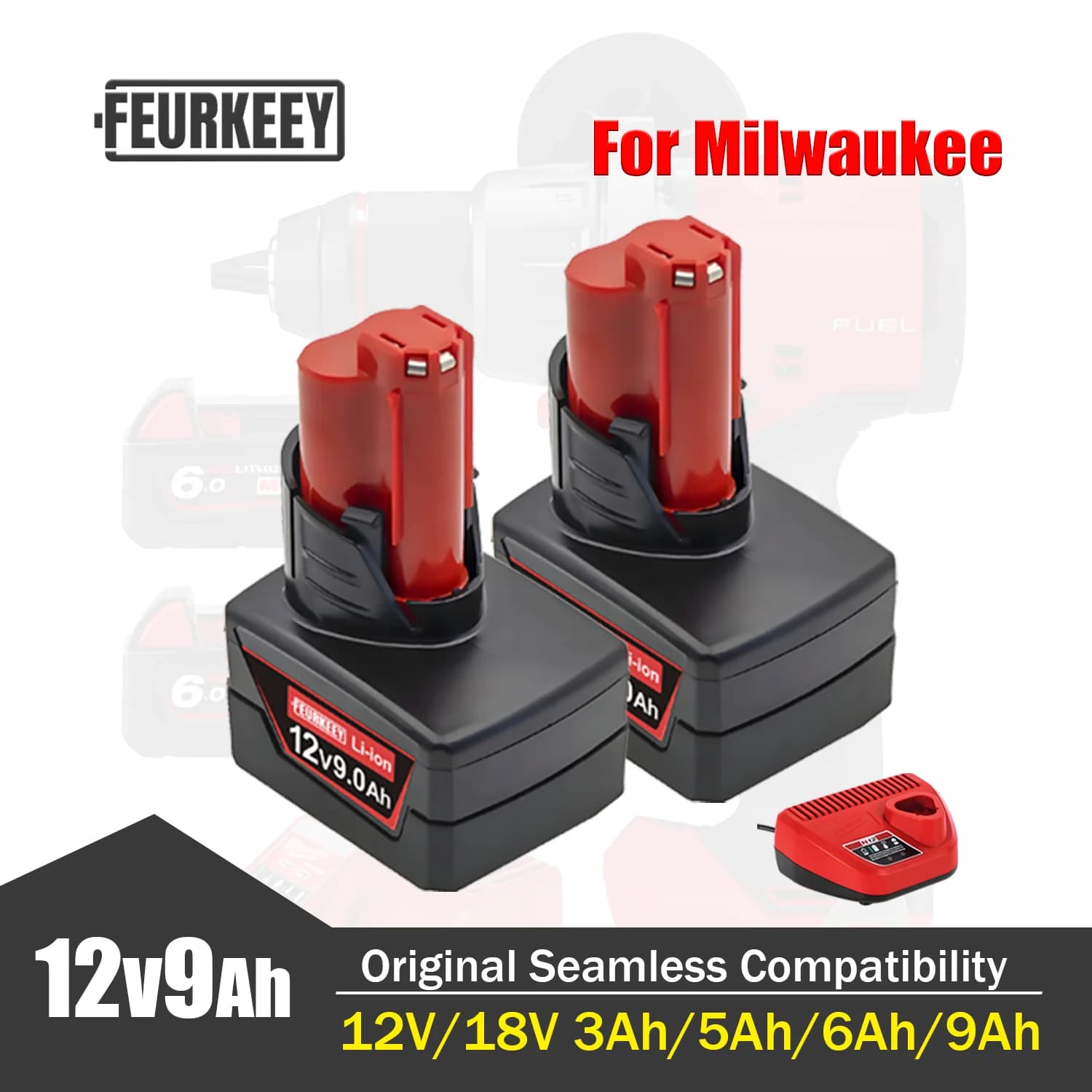 Pro Milwaukee M12 Lithium Battery 12V Originální náhradní baterie pro milwaukee příslušenství 12V 3000 6000 9000mAh 밀워키 배터리