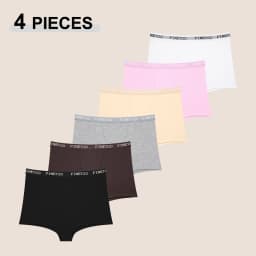 New 4Pcs/Set Cotton Letter Sports Boxers For Women Solid Color Seamless Cozy Underpants Fashion Soft