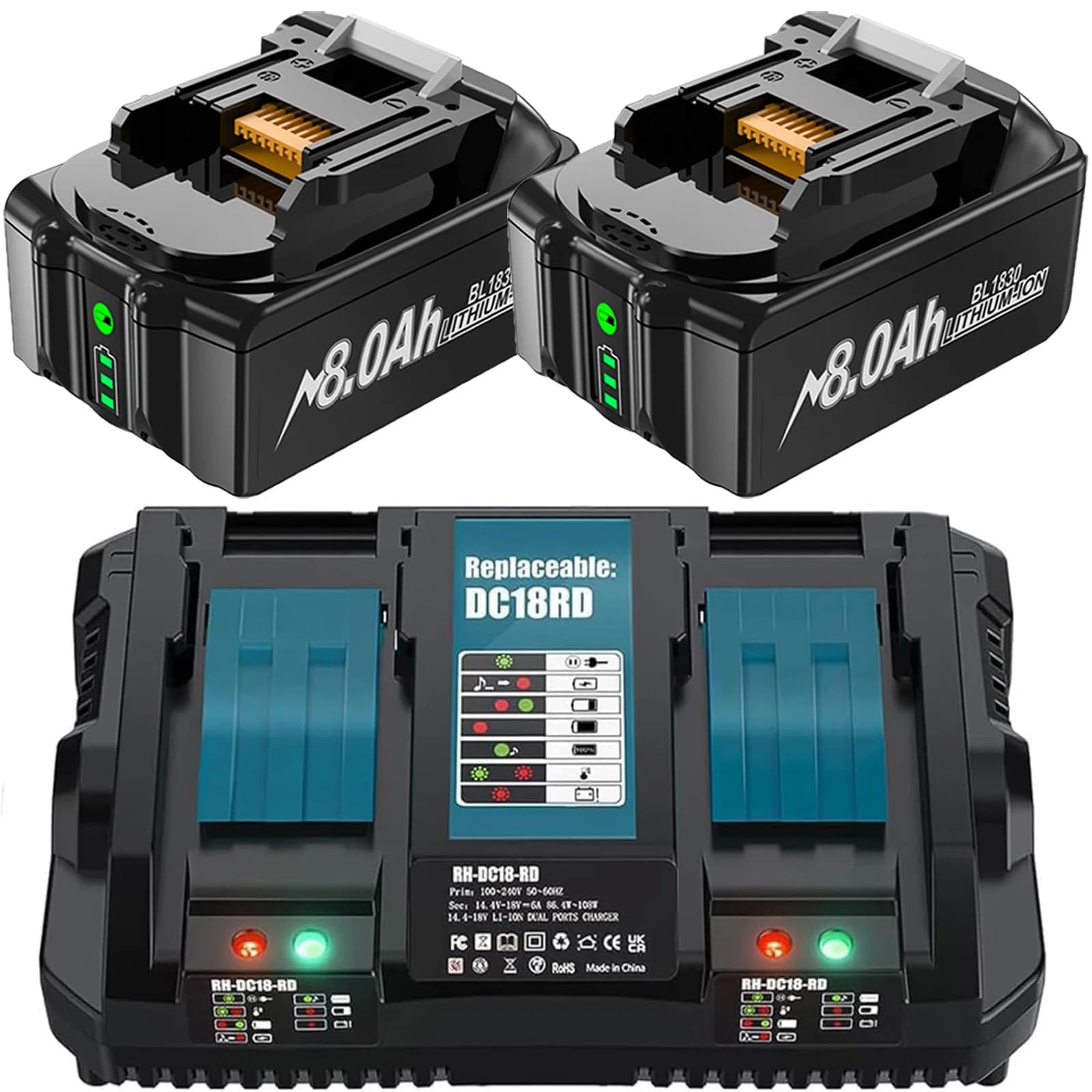 Pro Makita BL1830 Baterie Dobíjecí 8000mAh 18V BL1830 BL1815 BL1860 BL1840 Náhradní baterie pro nářadí s nabíječkou 4A 6A