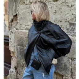 MUJER Černé bomber bundy pro ženy, kancelářské, z umělé kůže, dámské bundy na patentky, zimní kabáty pro ženy, svrchní oblečení - náhled 5