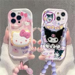 Kuromi Hello Kitty Bracket Phone Case For Xiaomi Redmi Note 14 13 Pro Plus 5G 12 4G 8 11 10 9 12S 13