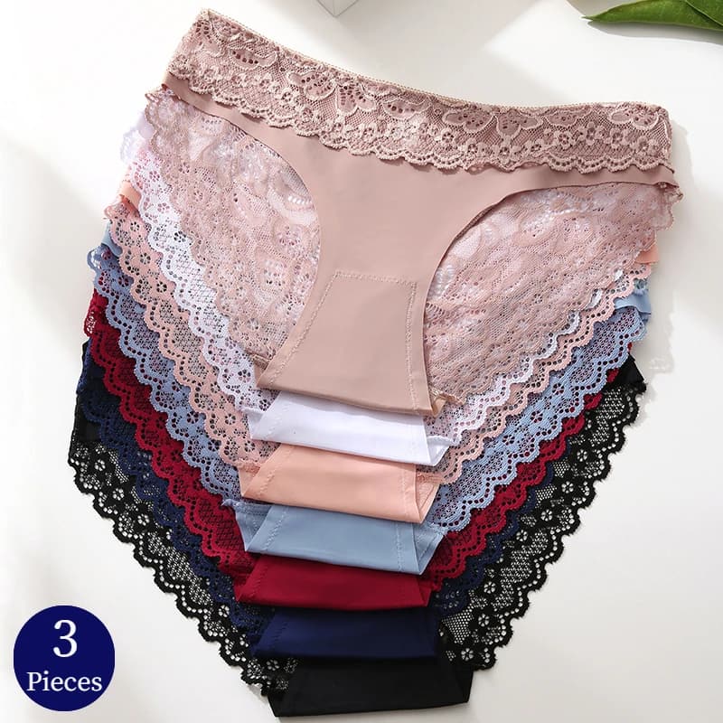 Trowbridge 3ks/sada dámských kalhotek Plus Size krajkové spodní prádlo duté sexy dámské kalhotky pohodlné spodní prádlo prodyšné kalhotky