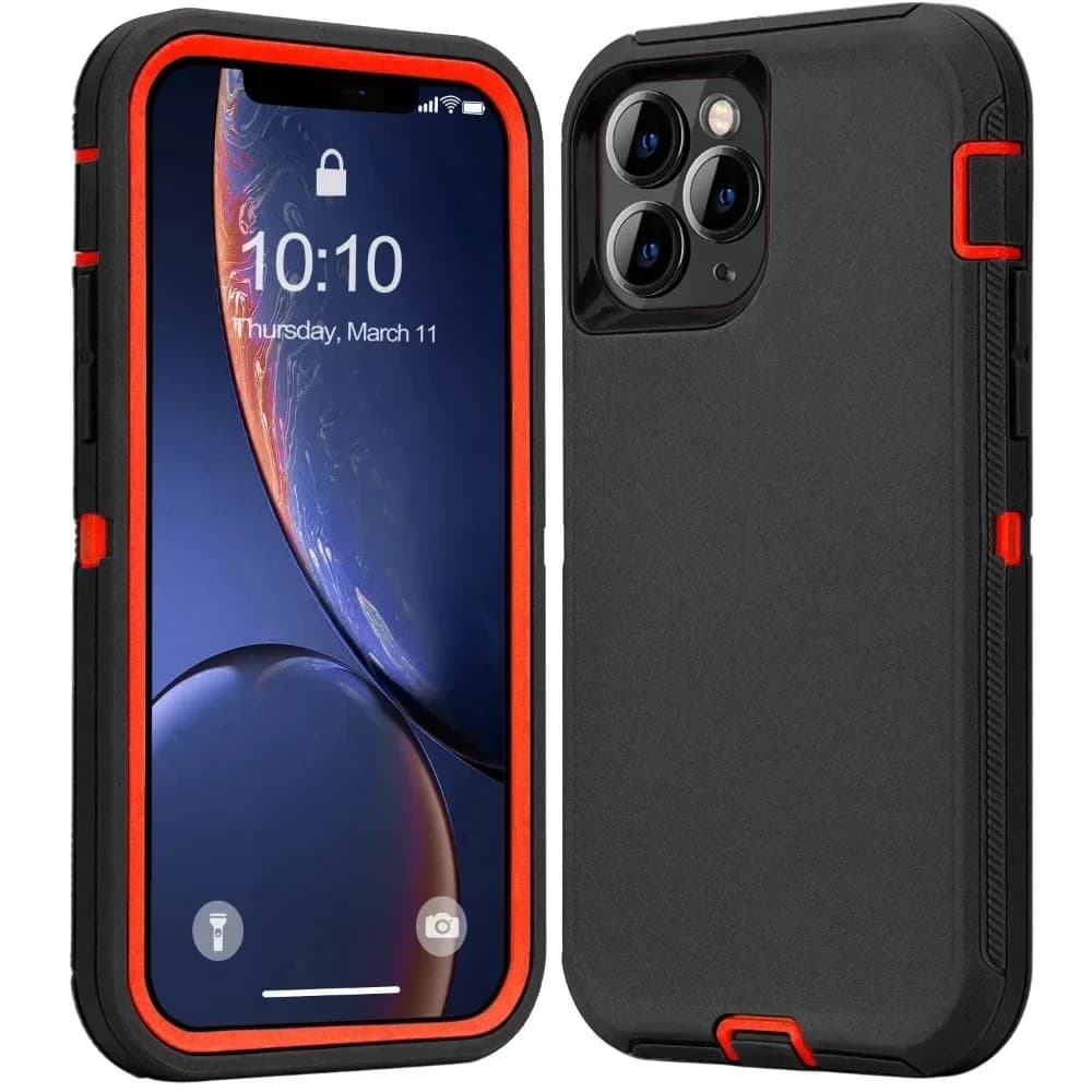 Luxusní 3v1 Armor Ott Case Box pro iPhone 16 15 14 13 12 11 Pro Max XS XR Plus nárazuvzdorné měkké nárazníky ochranný pevný kryt