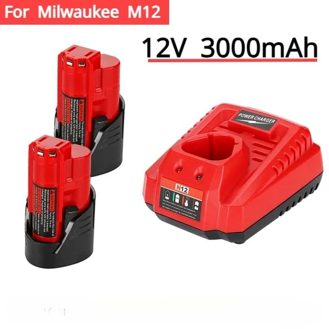 Lithiová baterie 12V 3Ah Dobíjecí baterie pro Milwaukee M12 XC Akumulátorové nářadí 48-11-2402 48-11-2411 48-11-2401 MIL-12A-LI