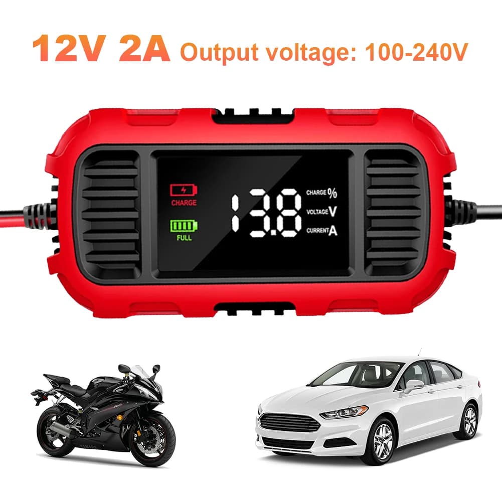 12V 2A nabíječka autobaterií s digitálním displejem a inteligentním nabíjecím nástrojem pro udržování baterie, udržovač baterie pro autobaterii nákladního automobilu