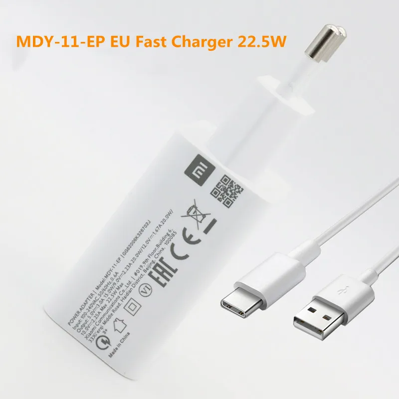 Nabíječka Xiaomi EU 22,5W Rychlonabíjecí adaptér USB typu C Kabel pro Redmi 10 9 8 12 Redmi Note 7 8 9 9s Mi 6 8 9 9s Poco M3