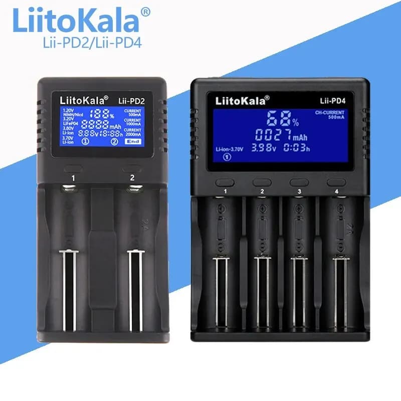 Nabíječka baterií LiitoKala Lii-PD2 LII-PD4 pro 18650 26650 21700 18350 AA AAA 3,7V/3,2V/1,2V lithium-niMh baterie