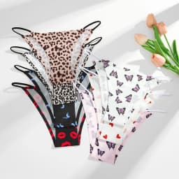 3ks/sada dámských leopardích kalhotek, bezešvých hedvábných kalhotek, sexy, s nízkým pasem, s potiskem motýlů, spodní prádlo, dámské spodní prádlo XS-XL - náhled 2