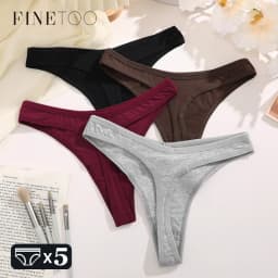 5Pcs/SET Cotton Comfort Underwear for Women Sexy Low Waist Breathable Thongs Girls Solid Sport Panti