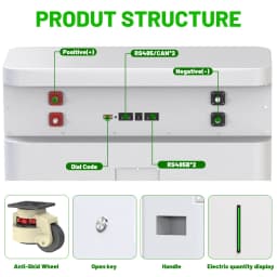 LiFePO4 baterie 51,2 V 300 Ah 15 kWh 48 V lithiová baterie, 6000+ cyklů, CAN RS485 s Bluetooth BMS pro solární invertor, skladem v EU PL - náhled 5