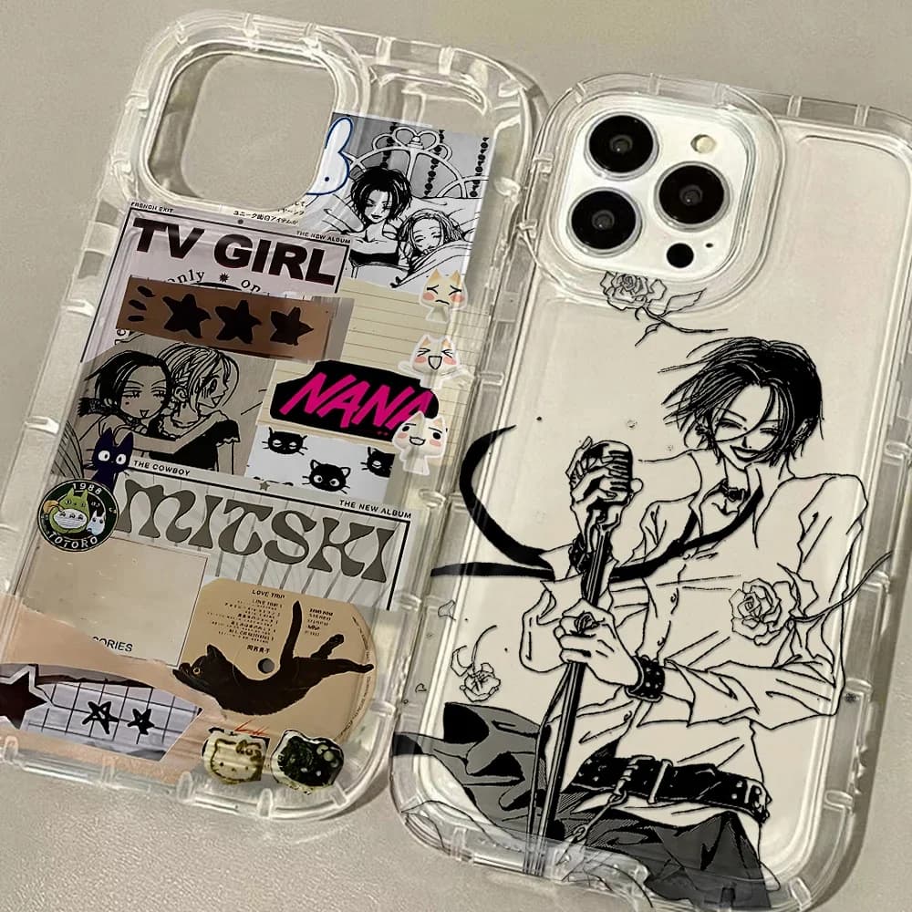 Anime Cool Nana Osaki Line Průhledný Hot Kryt pro iPhone 16 15 14 13 12 11 Pro Max 14 15 Plus XR XS Max SE Airbag Nárazuvzdorný Kryt