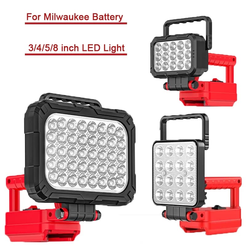 LED pracovní lampa pro Milwaukee 18V Li-ion baterie, příslušenství, svítilna, svítilna, lucerna, kempování, přenosné nouzové osvětlení