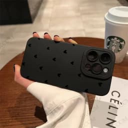 Černý silikonový kryt s motivem srdce pro iPhone 17 16 15 14 11 Pro Max 12 13 Mini XS XR X 8 7 Plus nárazuvzdorný měkký silikonový nárazník - náhled 5