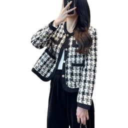 Podzimní zimní kostkovaná krátká dámská bunda, korejská ležérní elegance, styl bohyně, malá vůně, větruodolné svrchní oblečení bez rukávů, volný střih - náhled 4