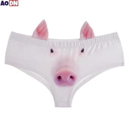 Elastic Low-waisted Women Lingerie 3D Ear Animals Printed Lady Panties Comfortable Wrap Buttocks Bri