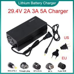29.4V 2A 3A 5A Li-ion Battery Smart Charger AC110-240V For 24V 25.2V 25.9V 7Series E-two wheelers Li