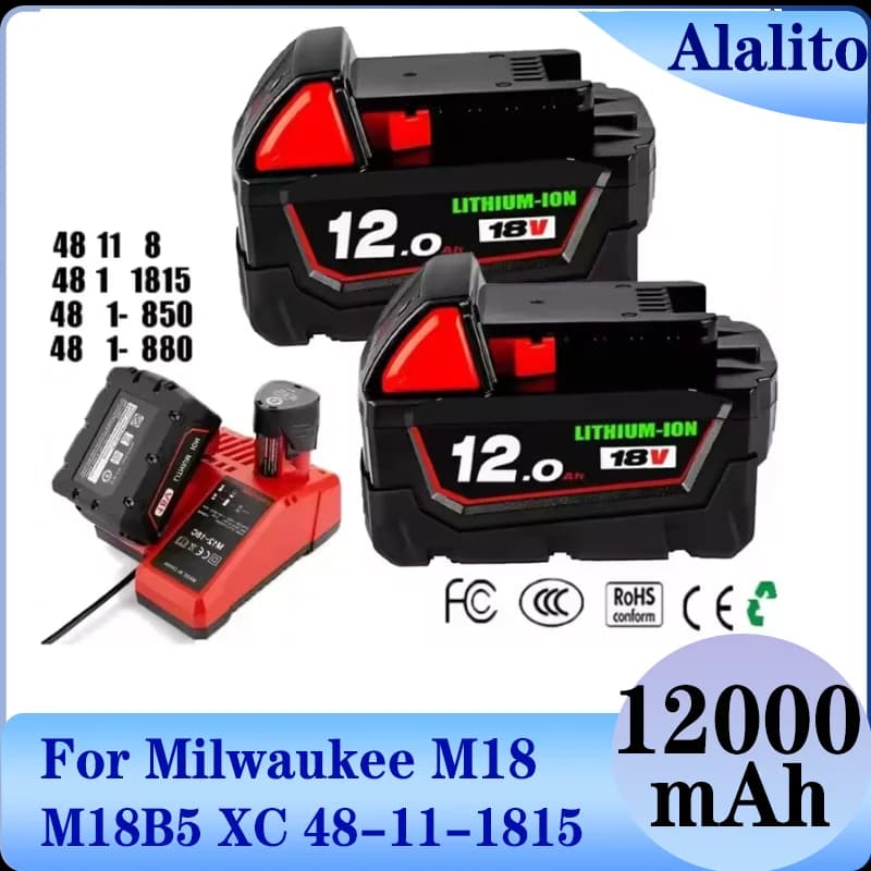 Pro Milwaukee 48-11-1852 M18 LITHIUM XC 12Ah baterie s prodlouženou kapacitou pro Milwaukee 48-11-1850 48-11-1840 akumulátorové elektrické nářadí