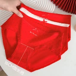 3ks/sada dámských bavlněných kalhotek Good Lucky Red Spodní prádlo Prodyšné dívčí kalhotky Měkké spodní prádlo do pasu Pohodlné dámské spodní prádlo - náhled 5