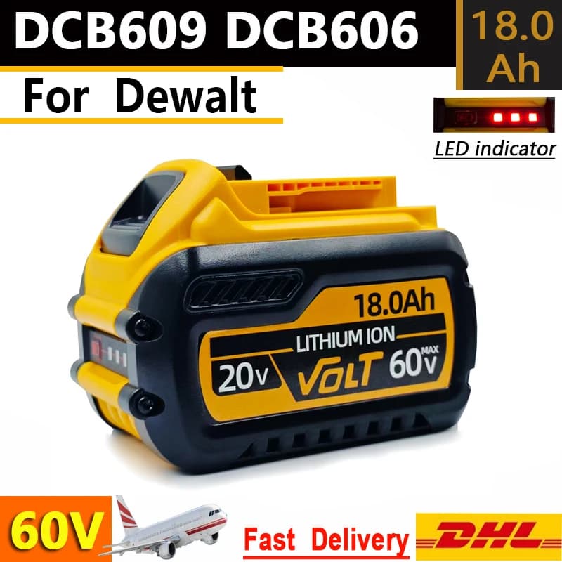 Baterie 60V 18,0Ah pro Dewalt DCB609 Náhradní lithium-iontová baterie DCB200 DCB205 DCB606 DCB206 DCB209 Baterie pro elektrické nářadí