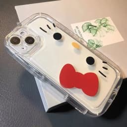 Pouzdro s motivem Hello Kitty s červenou mašlí a tlustým popruhem pro iPhone 16 14 12 13 11 15 Pro Max XR XS MAX 7 8Plus MINI Y2K Girl Kawaii Cover - náhled 3