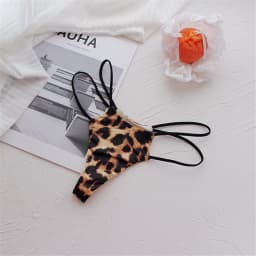Broskvové zadečky tenký pás nízký pas bezešvé tanga spodní prádlo pokušení sexy tangá ženské leopardí tisk spodní prádlo - náhled 3