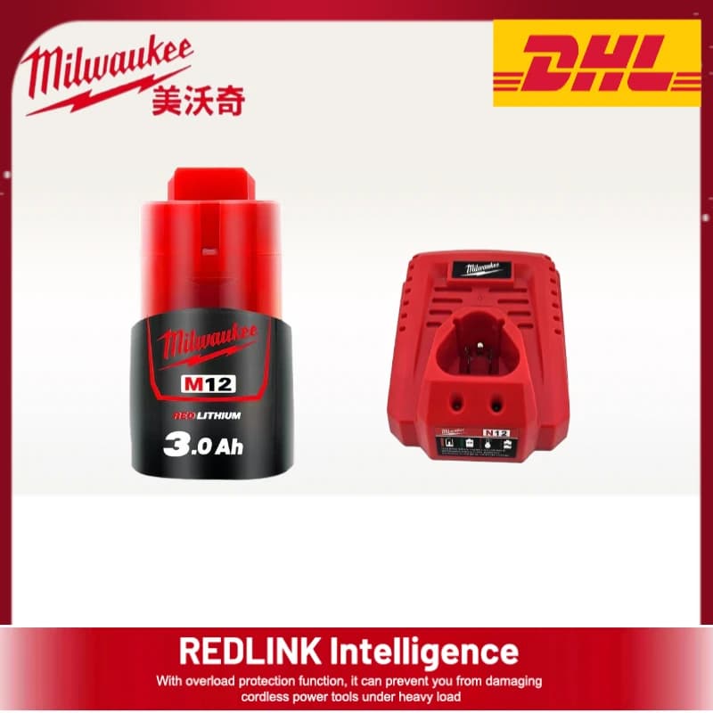 Originální baterie Milwaukee M12 12V 3AH 3000mAh Nabíječka M12-18FC 48-11-2402 48-11-2411 Ruční vrtačka Baterie pro elektrické nářadí Milwaukee