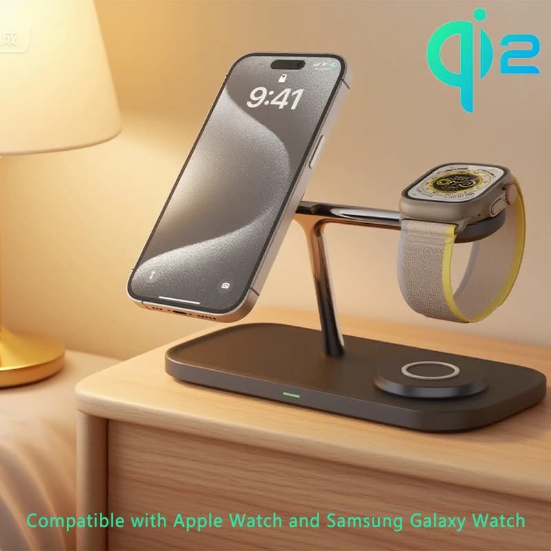 QI2 3 v 1 magnetická bezdrátová nabíječka pro iPhone 16 15 14 13 12 rychlonabíjecí stanice pro Apple Watch Airpods 2 3 4 stojan