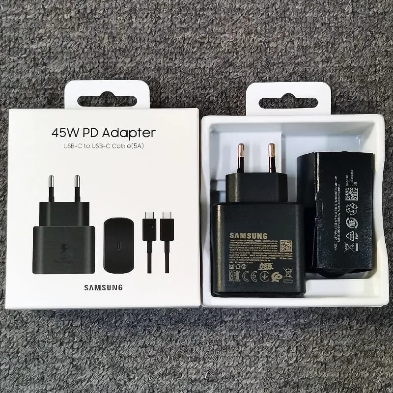 Nabíječka Samsung 45W Super Fast Charge Adapter s kabelem typu C pro Galaxy S24 S23 S22 S21 S20 Note 20 Ultra FE Z Flip Fold 6 5 4 3 2