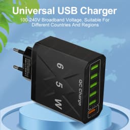 65W 6portová USB nabíječka Rychlonabíjecí adaptér pro telefon pro iPhone Samsung Xiaomi EU/US/UK/KR Rychlonabíječka do zásuvky - náhled 5