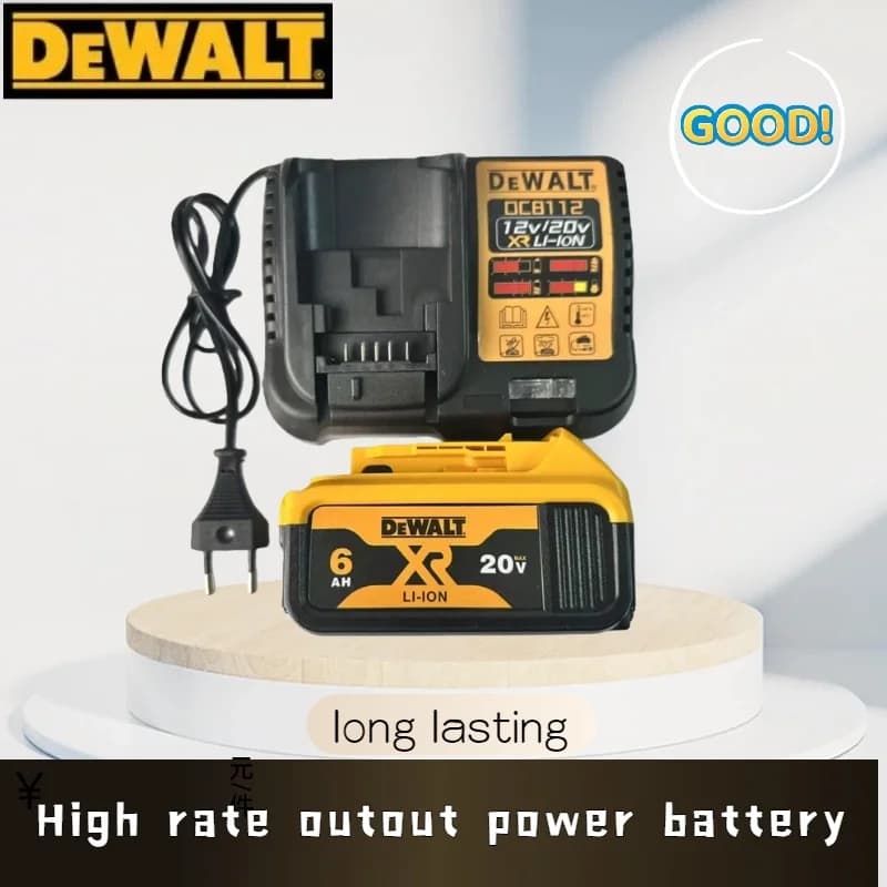 NOVÁ odolná originální baterie DEWALT 20V 6,0Ah pro elektrické nářadí DEWALT s nabíječkou, velká kapacita, rychlé nabíjení.