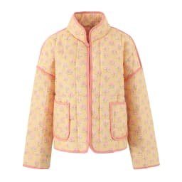 Women's Yellow Jacket yellow with pink flowers jackets for women long sleeve winter women coat warm 