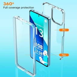 Silikonové pouzdro s 360° krytem pro Xiaomi Redmi 13 4G 13C 12C 10C 9A 9C Note 13 12 11 10 9 Pro Max 5G nárazuvzdorné PC pevné kryty Coqu - náhled 2