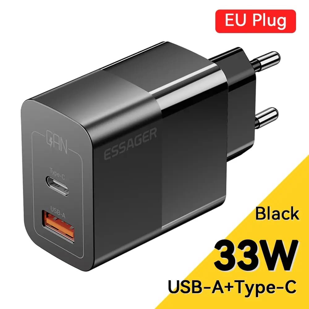 Nabíječka Essager USB-C 33W GaN typu C PD s rychlonabíjením pro iPhone 14 13 12 11 Pro Max XS 8 P pro iPad Pro Air iPad Mini
