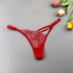 3dílné sexy nastavitelné krajkové kalhotky s T-backem, průsvitné duté tanga ve tvaru V pro ženy, přiléhavé outfity a zvláštní příležitosti - náhled 3