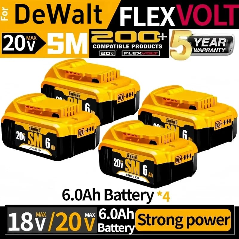 100% originální baterie 18V 5Ah 6Ah kompatibilní s elektrickým nářadím DeWalt DCF887 DCG405 DCD791 DCF922 20V lithiová baterie náhradní💎