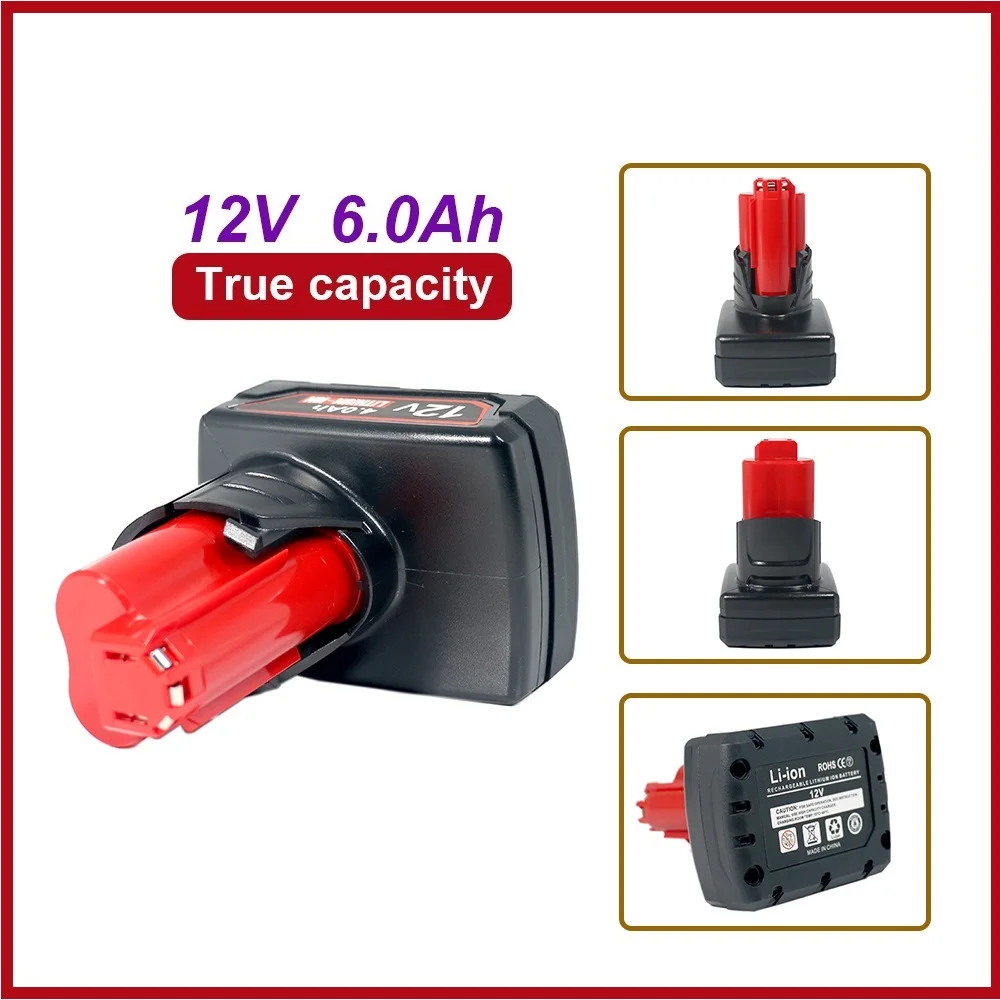 Baterie 3,0–6,0 Ah 12V PRO Milwaukee M12 XC 48-11-2410 48-11-2420, náhrada za veškeré akumulátorové nářadí a vybavení M12 12V