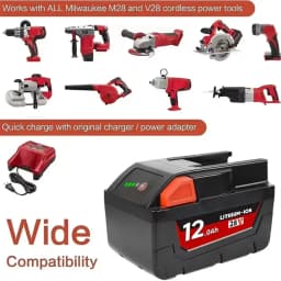 Pro Milwaukee 28V 12.0Ah M28 baterie Li-Ion Náhradní baterie pro Milwaukee 28V M28 48-11-2830 0730-20 Baterie do nářadí - náhled 4