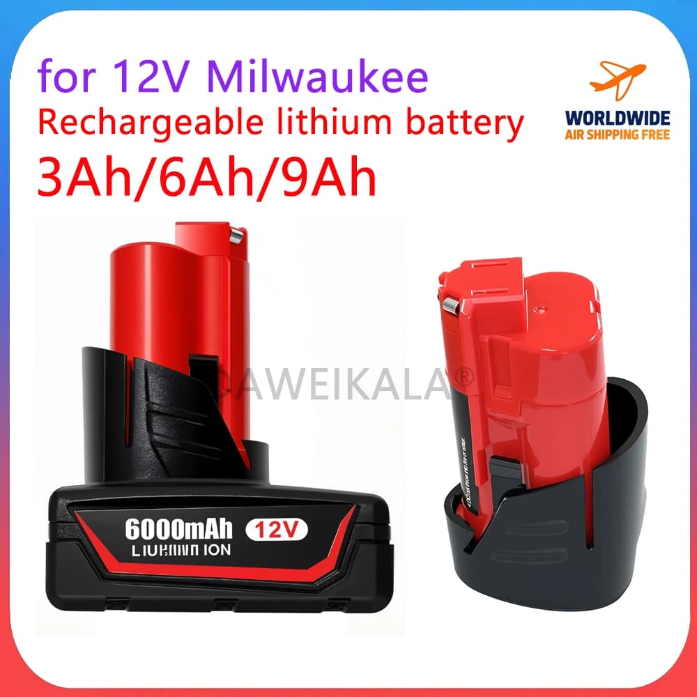 12V lithiová baterie 9Ah Dobíjecí baterie pro aku nářadí Milwaukee M12 XC 48-11-2402 48-11-2411 48-11-2401 MIL-12A-LI