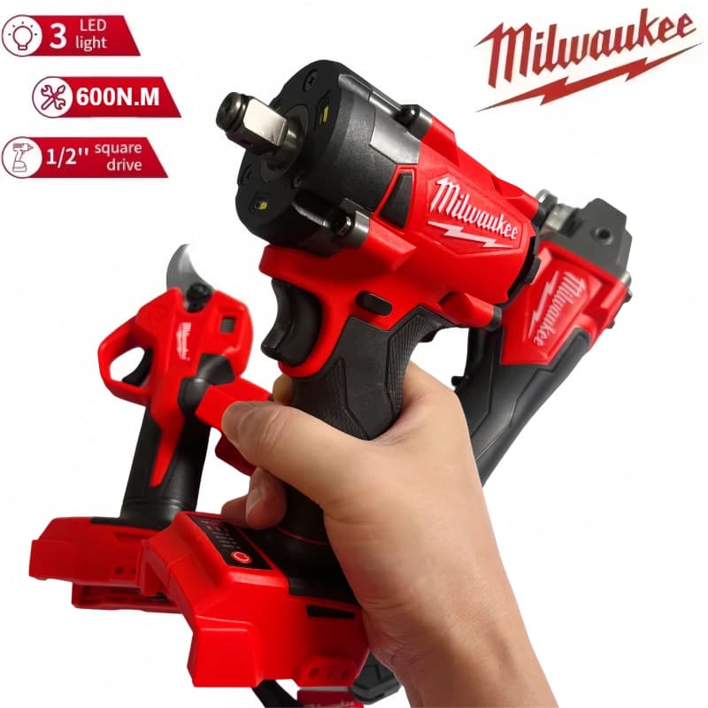 Milwaukee 18V bezkartáčový rázový utahovák 600Nm elektrický šroubovák 1/2" opravárenský akumulátorový šroubovák 3 rychlosti dobíjecí elektrické nářadí